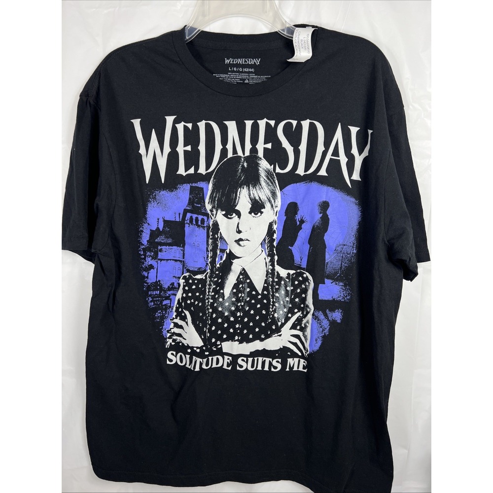 Wednesday‎ Addams Family T-shirt Black Solitude Suits Me Netflix Adult Large